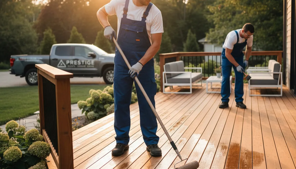 Professional deck sealing service in Wellesley, MA to protect wood from moisture and weather damage